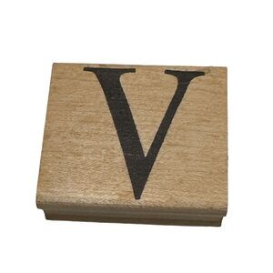 Ballard Designs Wooden Rubber Stamp Letter V Monogram Craft Decor